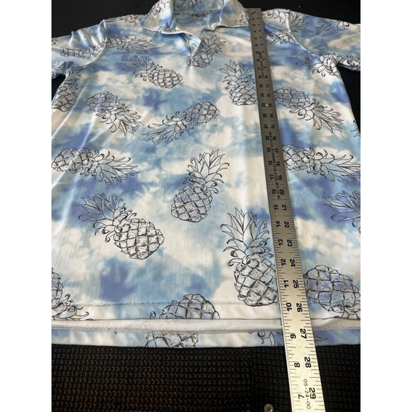 The Endless Summer Mens Pineapple‎ Performance Polo Shirt Sz Medium Blue - Picture 3 of 6